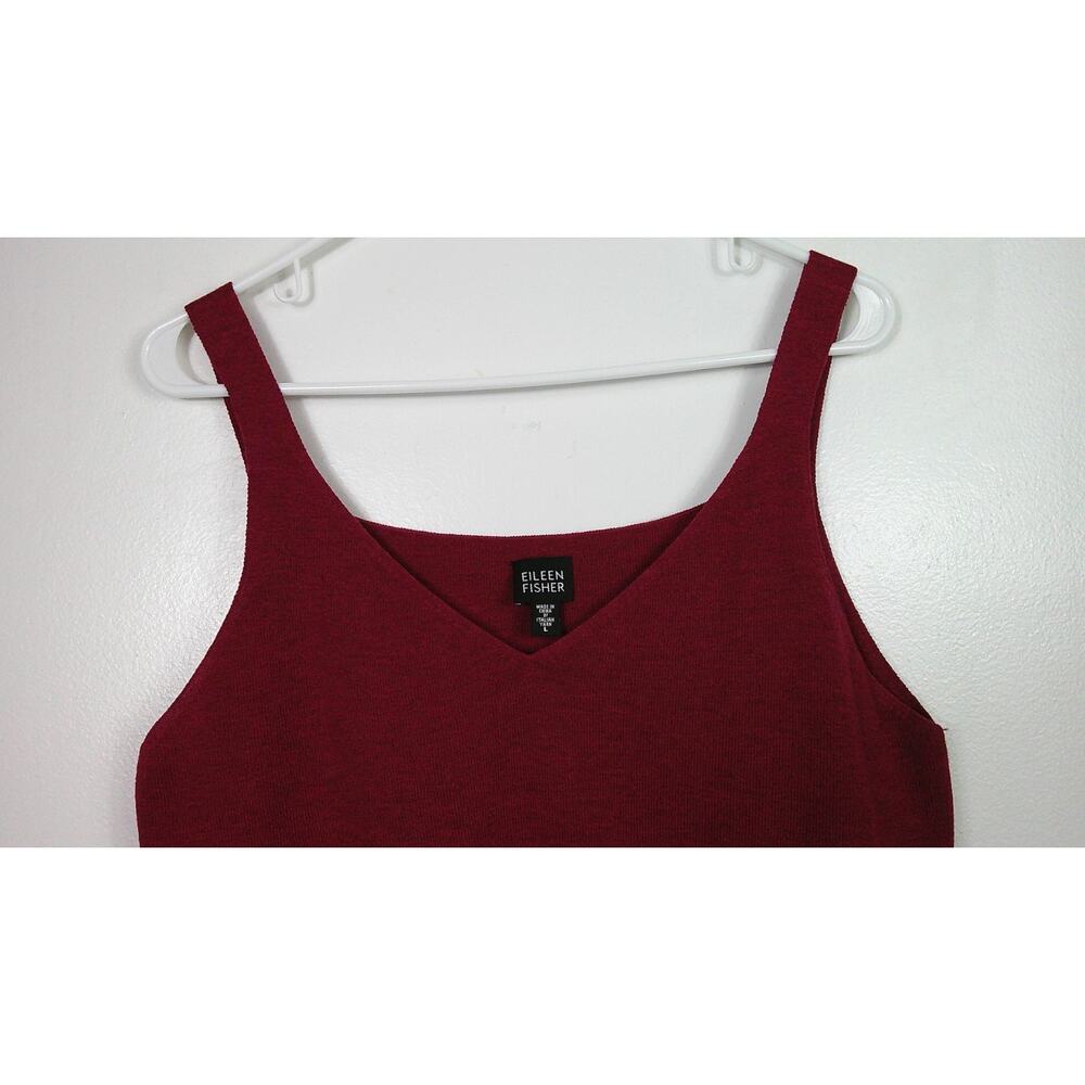Eileen Fisher 100% Wool Tank Top L Berry Red Minimalist Neutral Capsule Layer - Picture 3 of 5